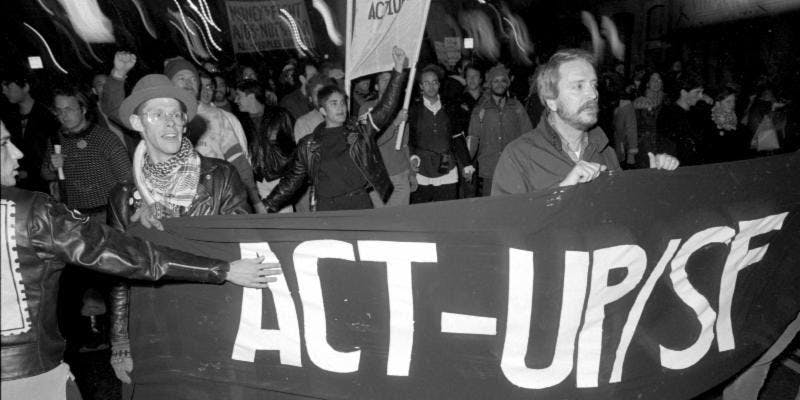 Header: ACT UP/San Francisco protest march (1988). Photo by Marc Geller; used with permission.