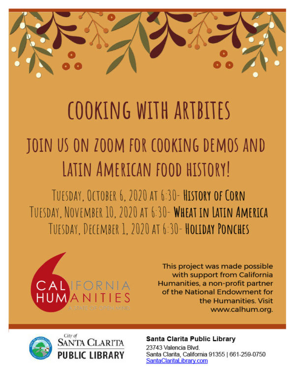 A colorful poster for Cooking with Artbites.