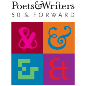 A colorful logo for Poets & Writers 50th anniversary