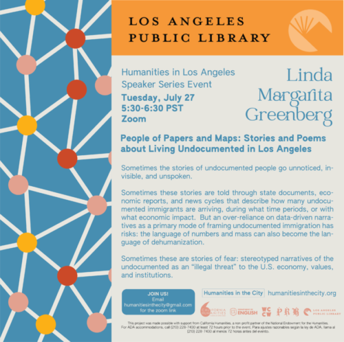 A flyer with details of the series on a sky blue background.