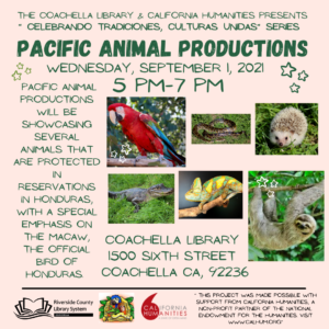 A flyer with photos of different animals and details of the event.