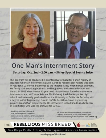 A flyer with headshot photos of the speakers and details about the event.