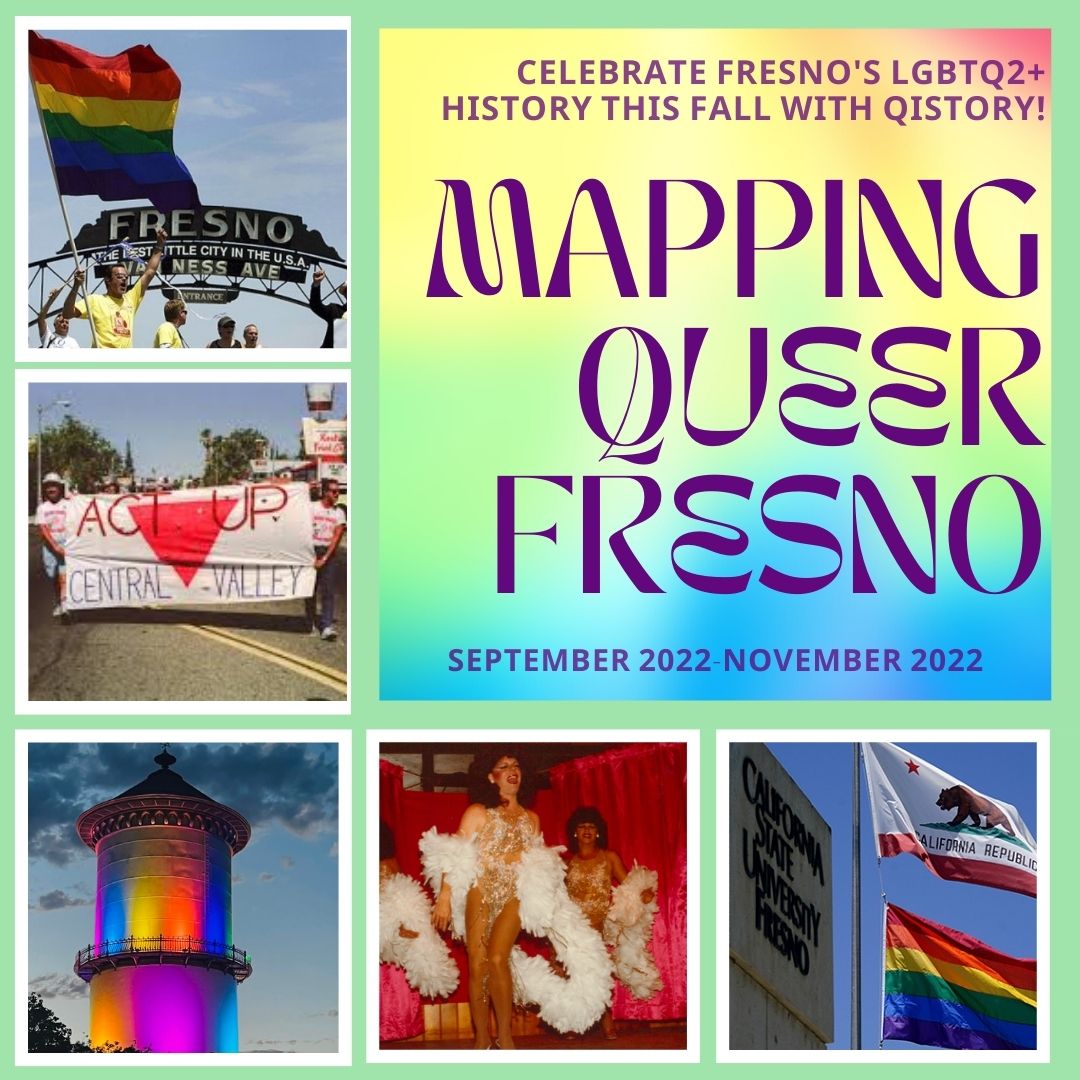 tie dye graphic advertising Queer Fresno events