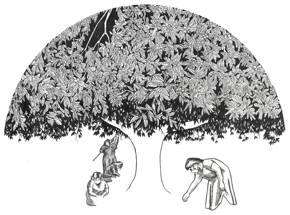 illustration of tree with people