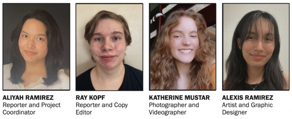 Four photo headshots. Aliyah Ramirez, Ray Kopf, Katherine Mustar, Alexis Ramirez
