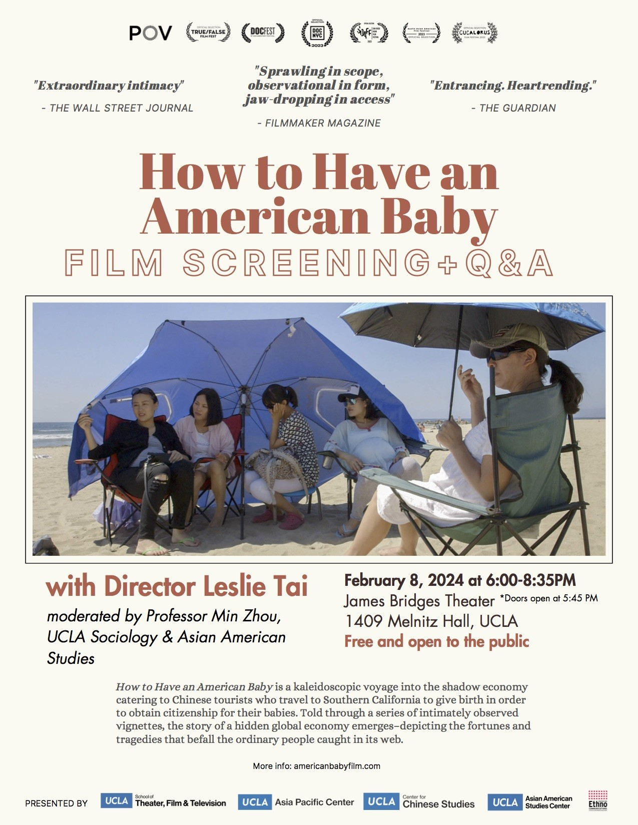 How to Have An American Baby film poster with photo of women sitting under an umbrella on the beach