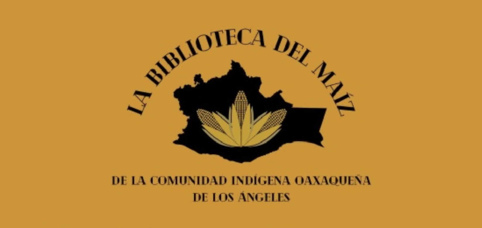 La Biblioteca del maíz logo in black over a yellow background