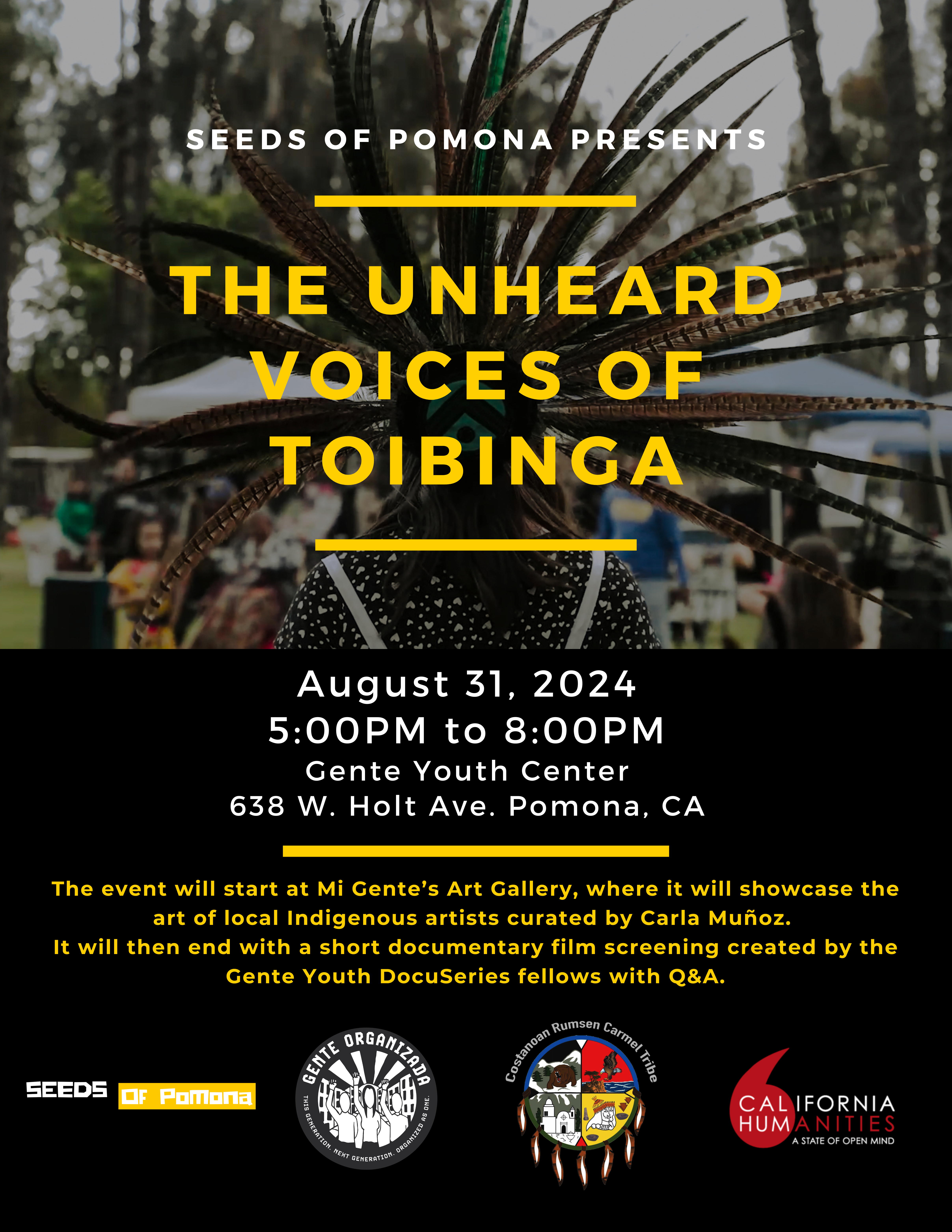 Flyer—The Unheard Voices of Tobinga featuring partner logos