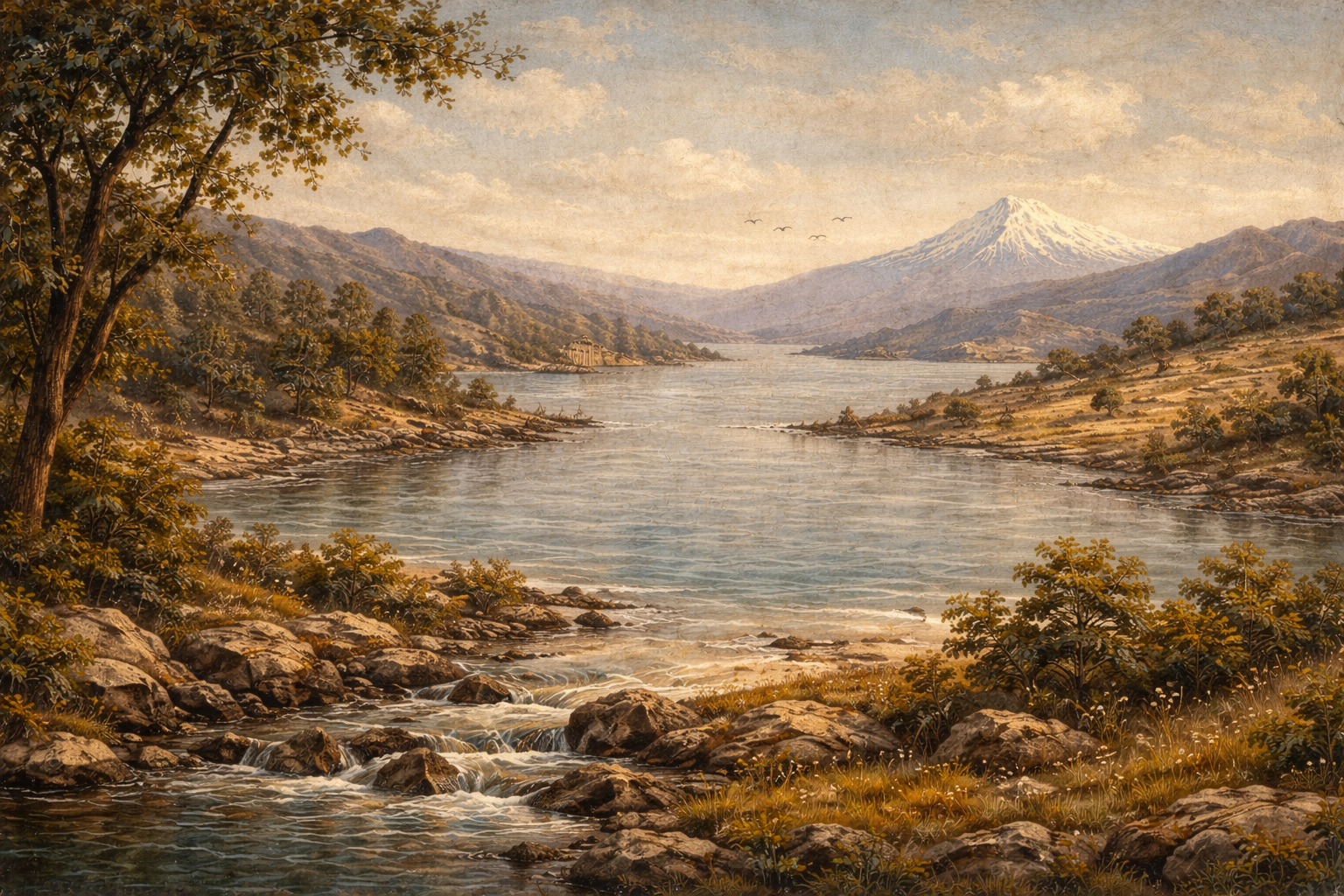 Serene coastal bay at sunset 1776